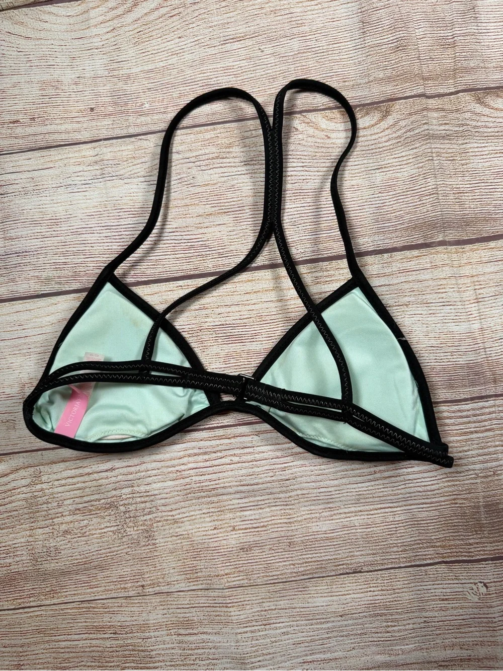 Victoria's Secret Mint and Black Shimmer Triangle Bikini Top - mermaid, shine